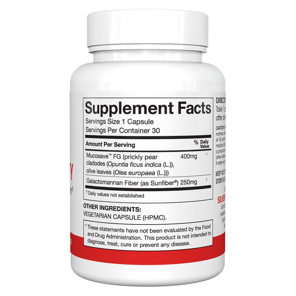 Silver Fern Regularity Digestive Supplement Capsules Brand - 1 Bottle = 30 Capsules = 30 Day Supply - Mucosave FG (Prickly Pear Polysaccharides & Olive Leaf Polyphenols) & SunFiber Silver Fern buy supplements canada