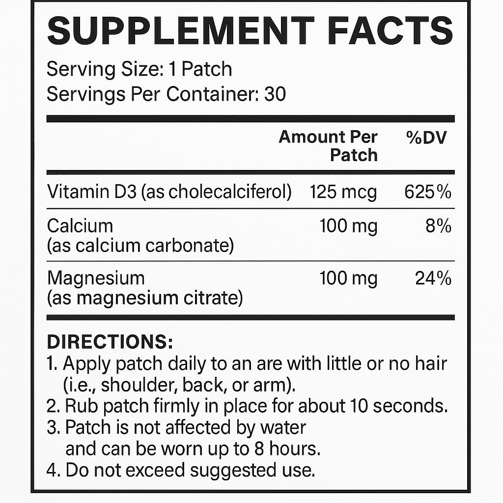 Bariatric Guru VitaBoost Supplement Patch — Vitamin D3, K2, Magnesium & Calcium Citrate Transdermal Topical Patch for Bone, Muscle & Immune Support — 30 Patches Bariatric Guru buy supplements canada