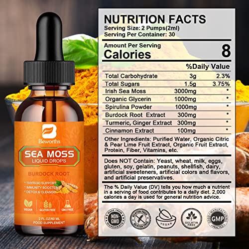 B BEWORTHS Sea Moss Liquid Drops - Organic Irish Sea Moss Raw Gel with Burdock Root B BEWORTHS buy supplements canada