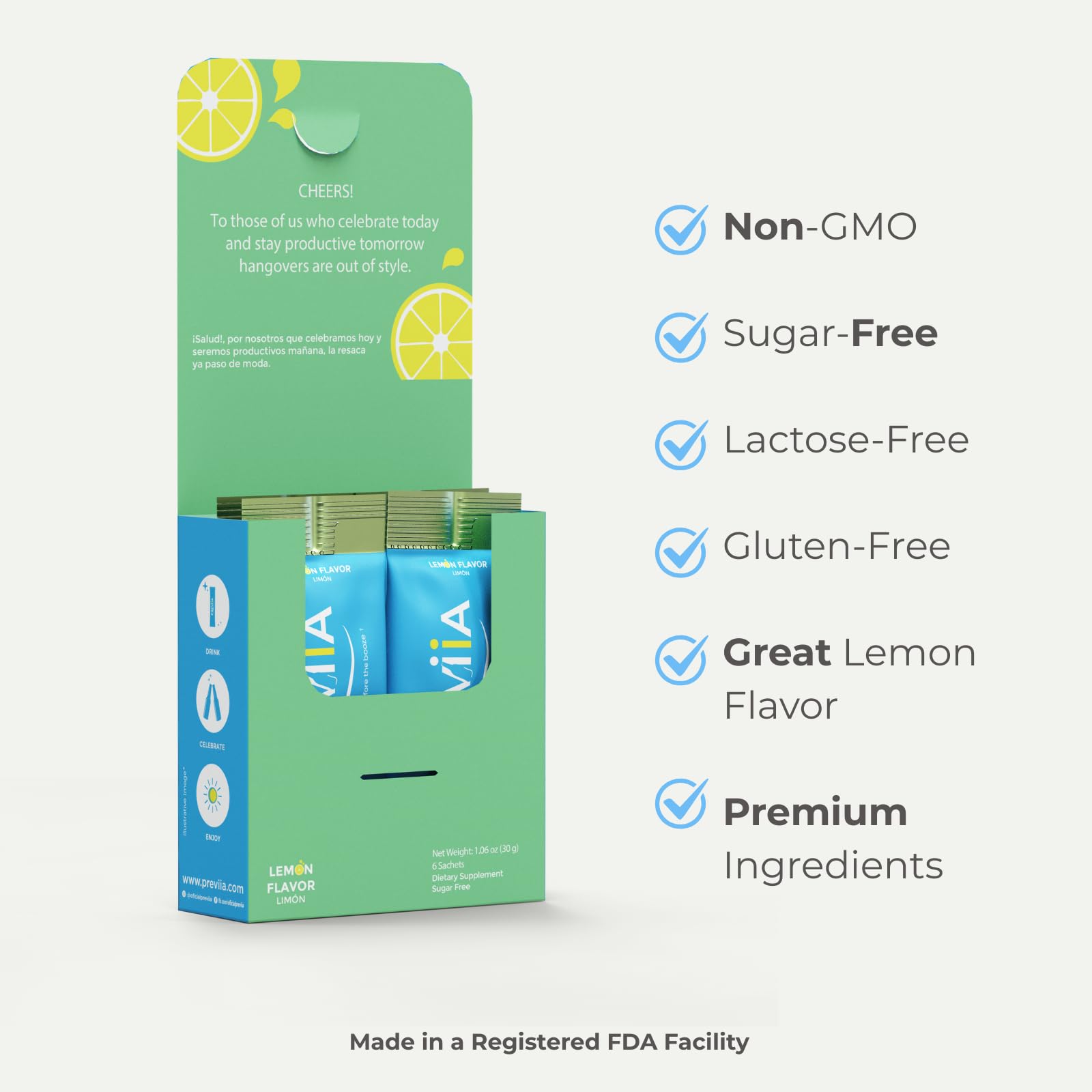 Previia – Pre-Drink Supplement | Nutrients Before Social Drinking | Cysteine, Choline, B-Complex, Magnesium, VIT C | Lemon Flavor | Soluble Drink | 6 Doses | Feel Better After Drinking Previia buy supplements canada