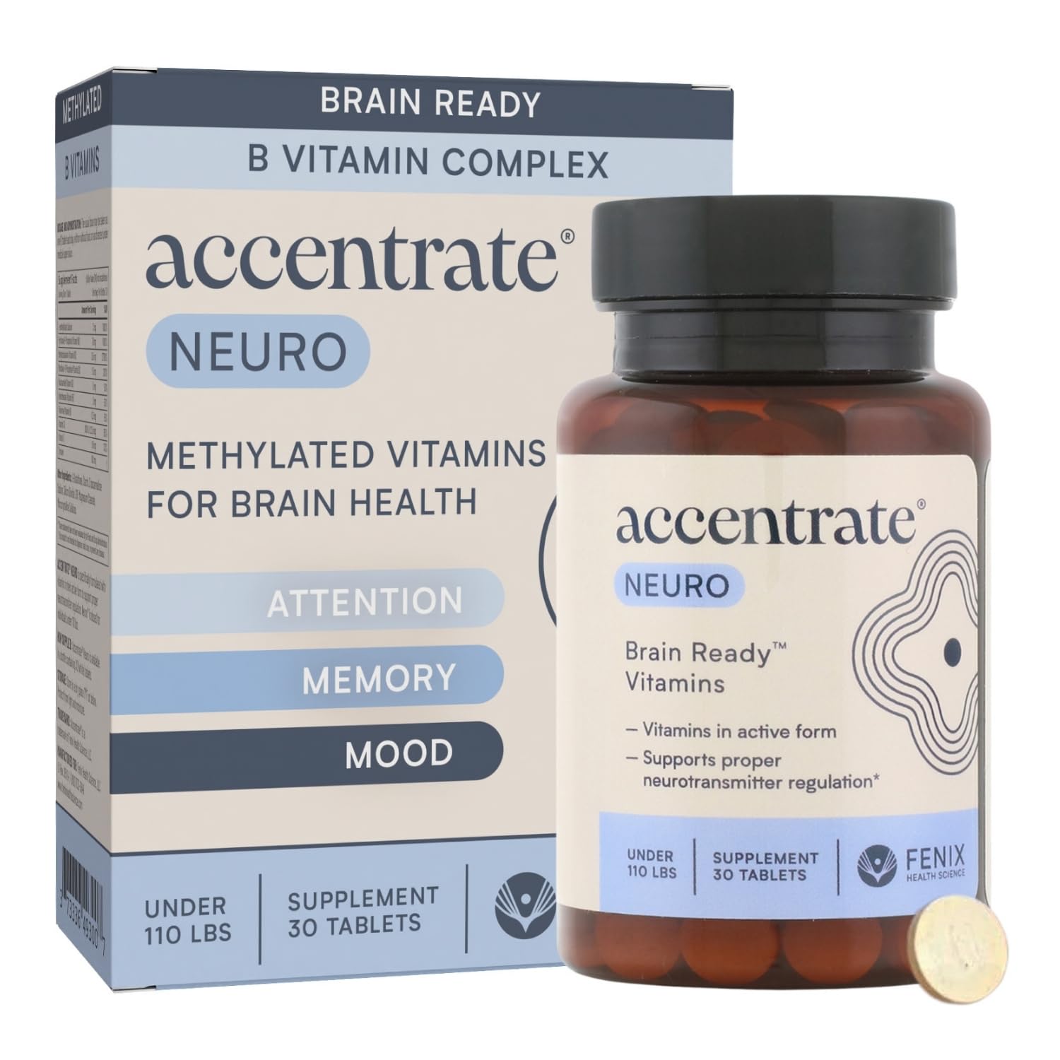 Accentrate Brain Supplement for Focus, Attention, Mood | Complete Vitamin B Complex | Brain Health | Methylated Multivitamin w/L-Methylfolate (5-MTHF), Cofactors Methyl-B12 & P5P | MTHFR Supplement Accentrate buy supplements canada