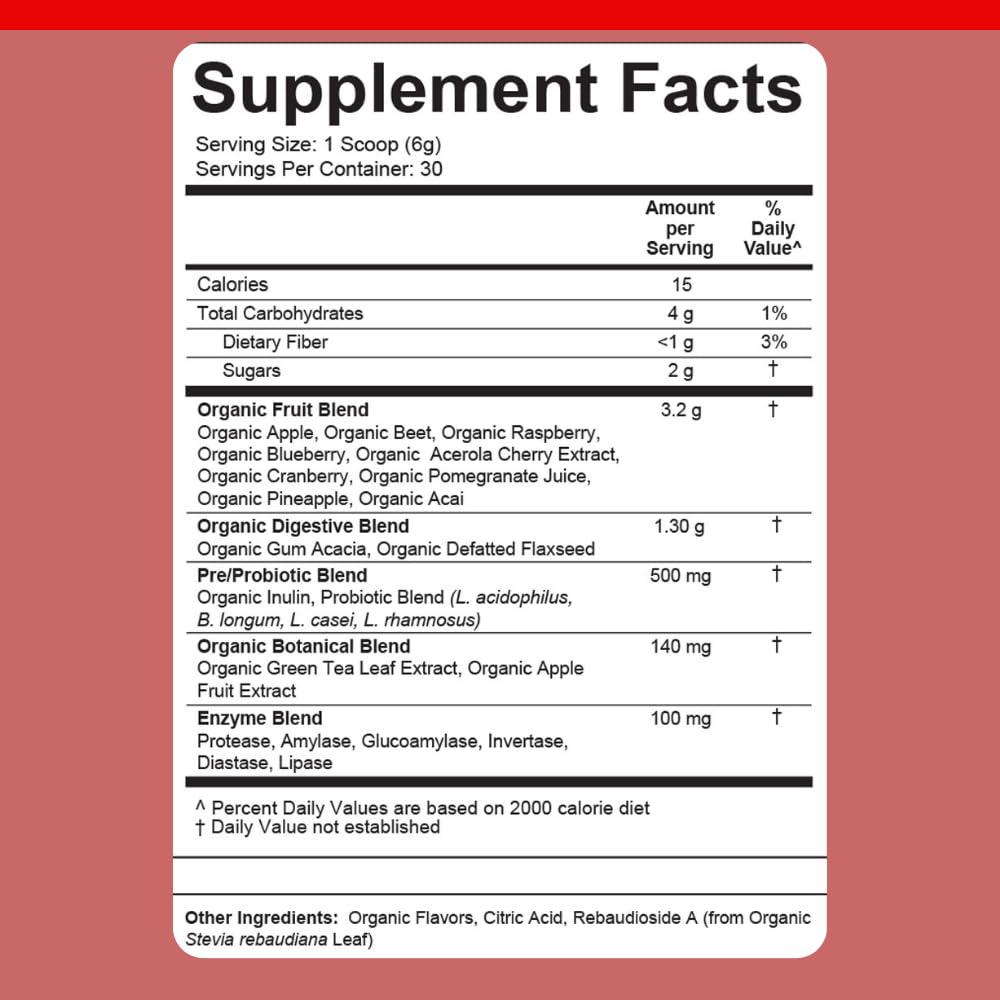 Dr. Colbert, MD Organic Red Supremefood | Berry Flavored Blend | by Divine Health | 10 Organic Fruits | Probiotics | Enzymes | Herbs | Fiber | Antioxidants | Non-GMO | 30 Day Supply | 180g Divine Health buy supplements canada