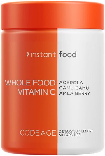 Codeage Whole Food Vitamin C Supplement - Acerola Cherry, Camu Camu, Amla Berry & Rose HIPS Blend - Citrus Bioflavonoids - Instantfood Energy Vitamins - 500mg Vitamin C Pills - Non-GMO - 60 Capsules Codeage buy supplements canada