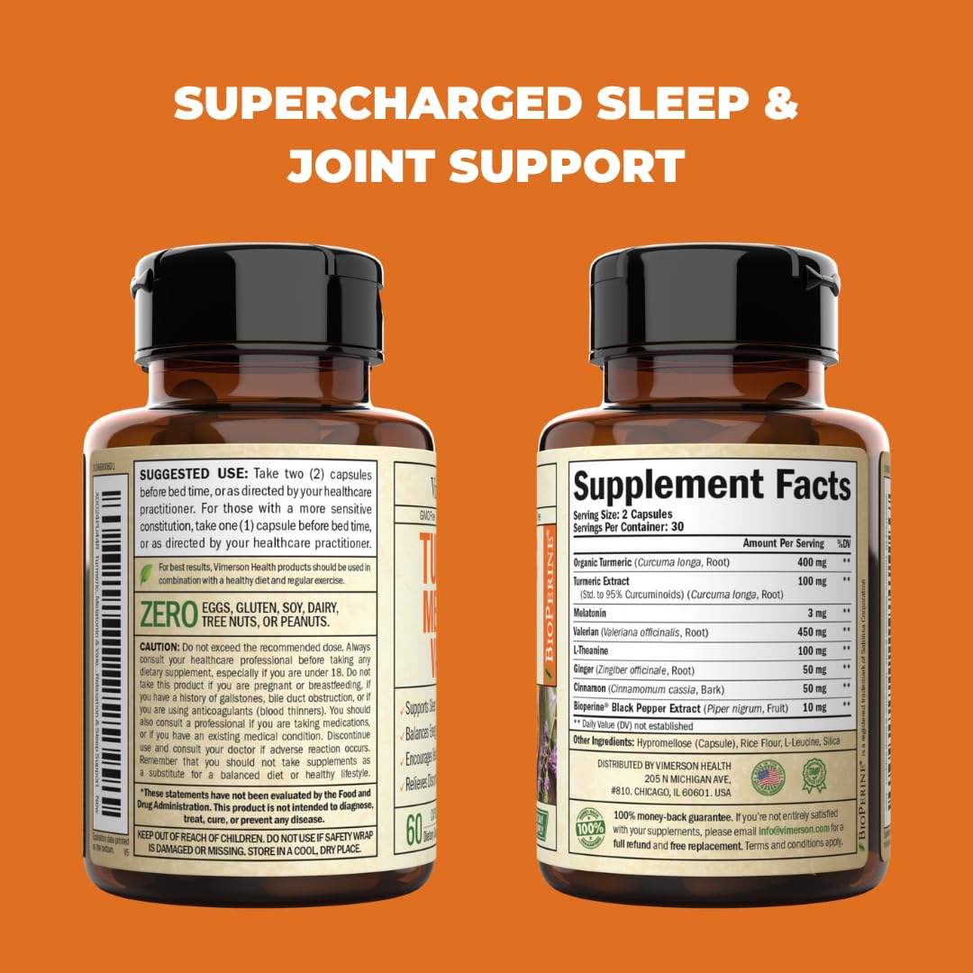 Turmeric, Melatonin & Valerian Root Sleep Aid Supplement. Natural Sleep Aid for Adults Vimerson Health buy supplements canada