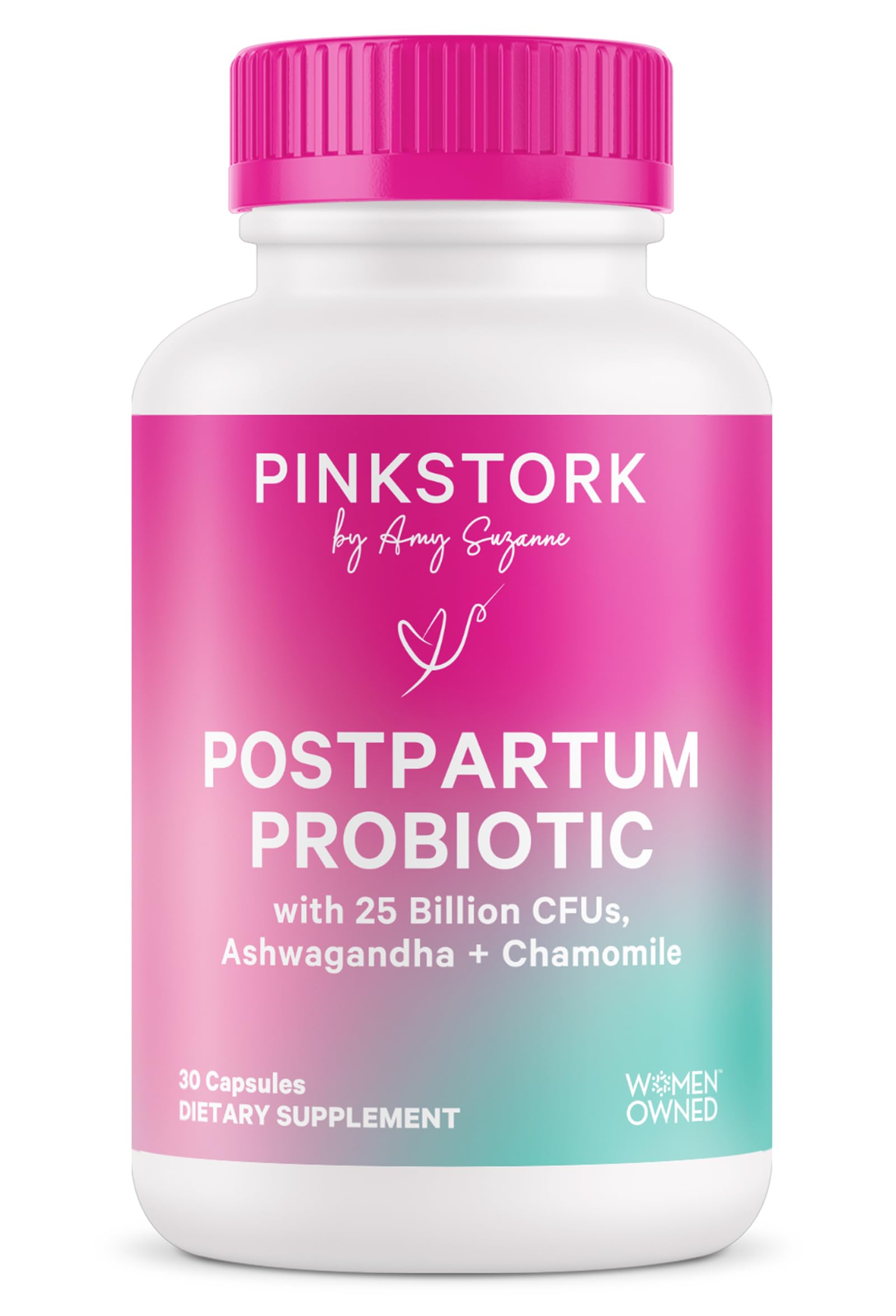 Pink Stork Probiotics for Postnatal Women - 30 Billion CFUS with Ashwagandha and Chamomile, Postpartum Essentials for Hormone Balance, Mood Support, Gut Health, Digestive Wellness, 30 Capsules Pink Stork buy supplements canada