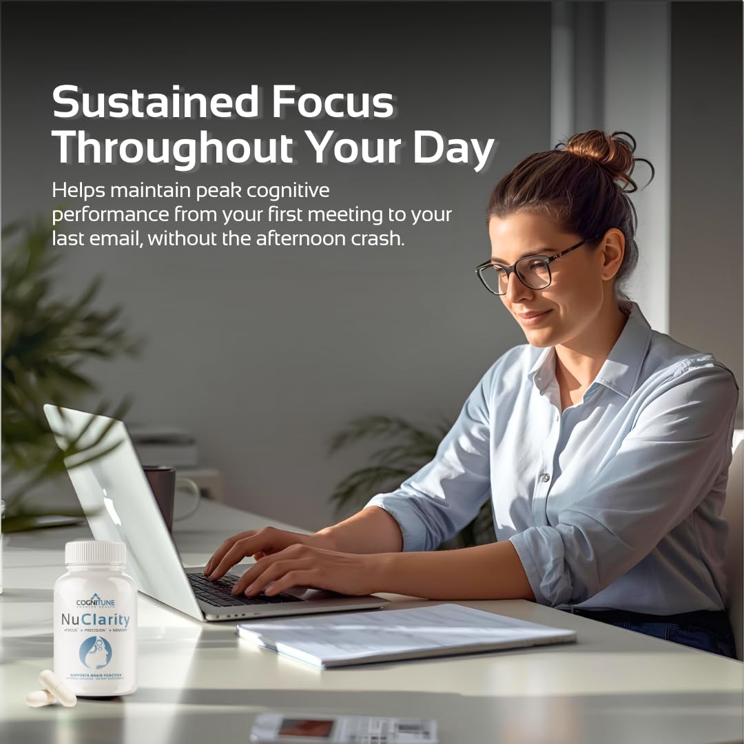 CogniTune NuClarity Brain Supplement for Memory and Focus - Caffeine-Free Nootropic for Mental Clarity Without Jitters - with Ginkgo Biloba, Bacopa Monnieri, Alpha-GPC for Cognitive Support CogniTune buy supplements canada