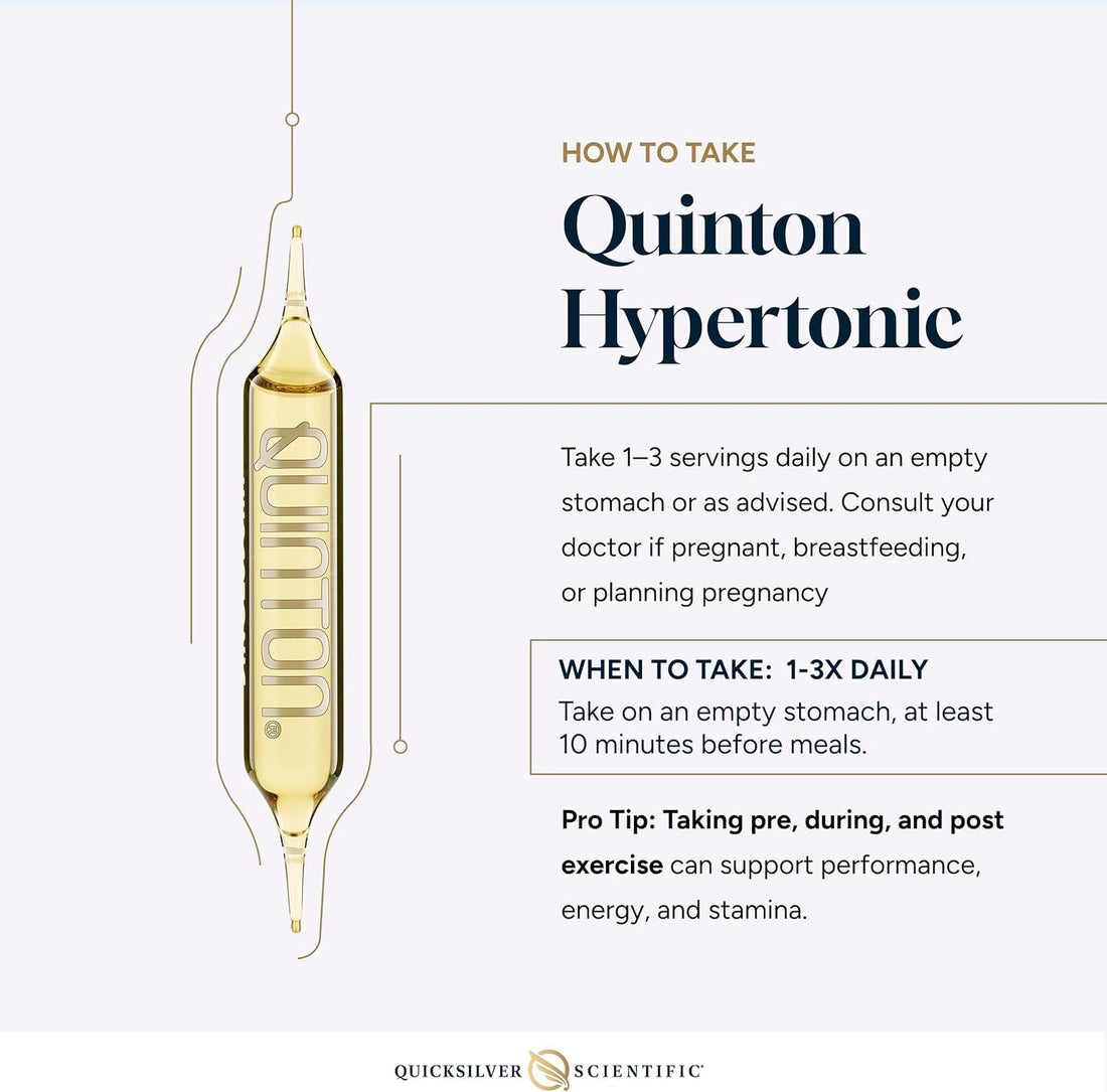 Quicksilver Scientific Original Quinton Hypertonic Solution - Sea Water Hydration - Liquid Minerals with Electrolytes for Muscle Recovery, Stamina+Mineral Replenishment (30 Single Serving Glass Vials) Quicksilver Scientific buy supplements canada