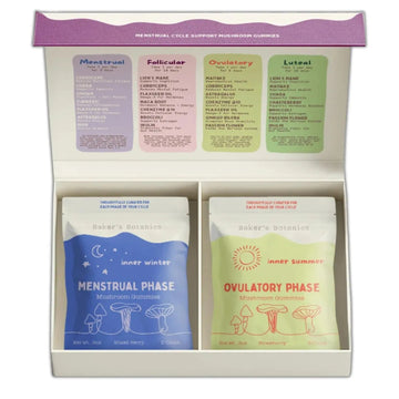 Period ovulatory & PMS Support Supplement for Women – Hormone Balance + 4-Phase Menstrual Cycle Kit | Vegan Functional Mushroom Gummies by Baker’s Botanics (Pack of 6)(30 Gummies) Baker's Botanics buy supplements canada