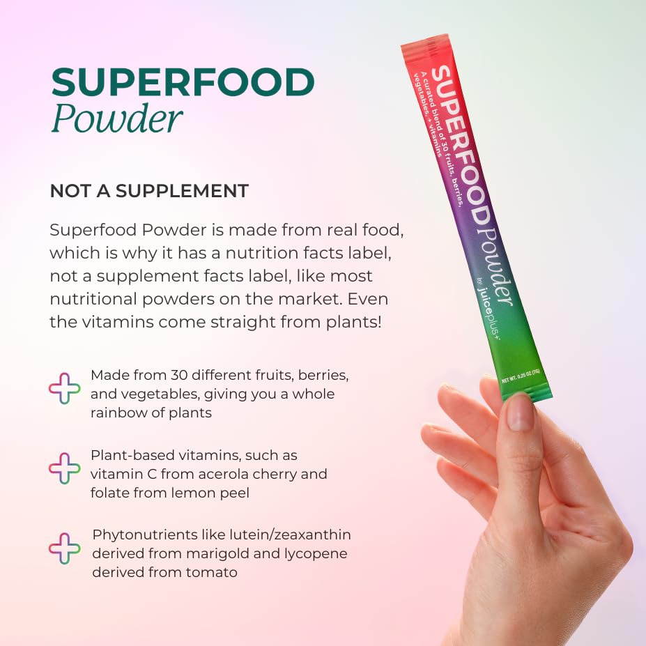 Juice Plus+ - Superfood Powder - Drink with 30 Fruits Berries Veggies Plant Vitamins for Refreshing Immune Wellness Boost - 30 Stick Packs Juice Plus+ buy supplements canada