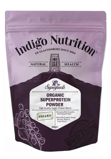 Indigo Herbs Organic Super Protein Powder Blend | 500g | 19g Protein | 16 Servings Indigo Herbs buy supplements canada