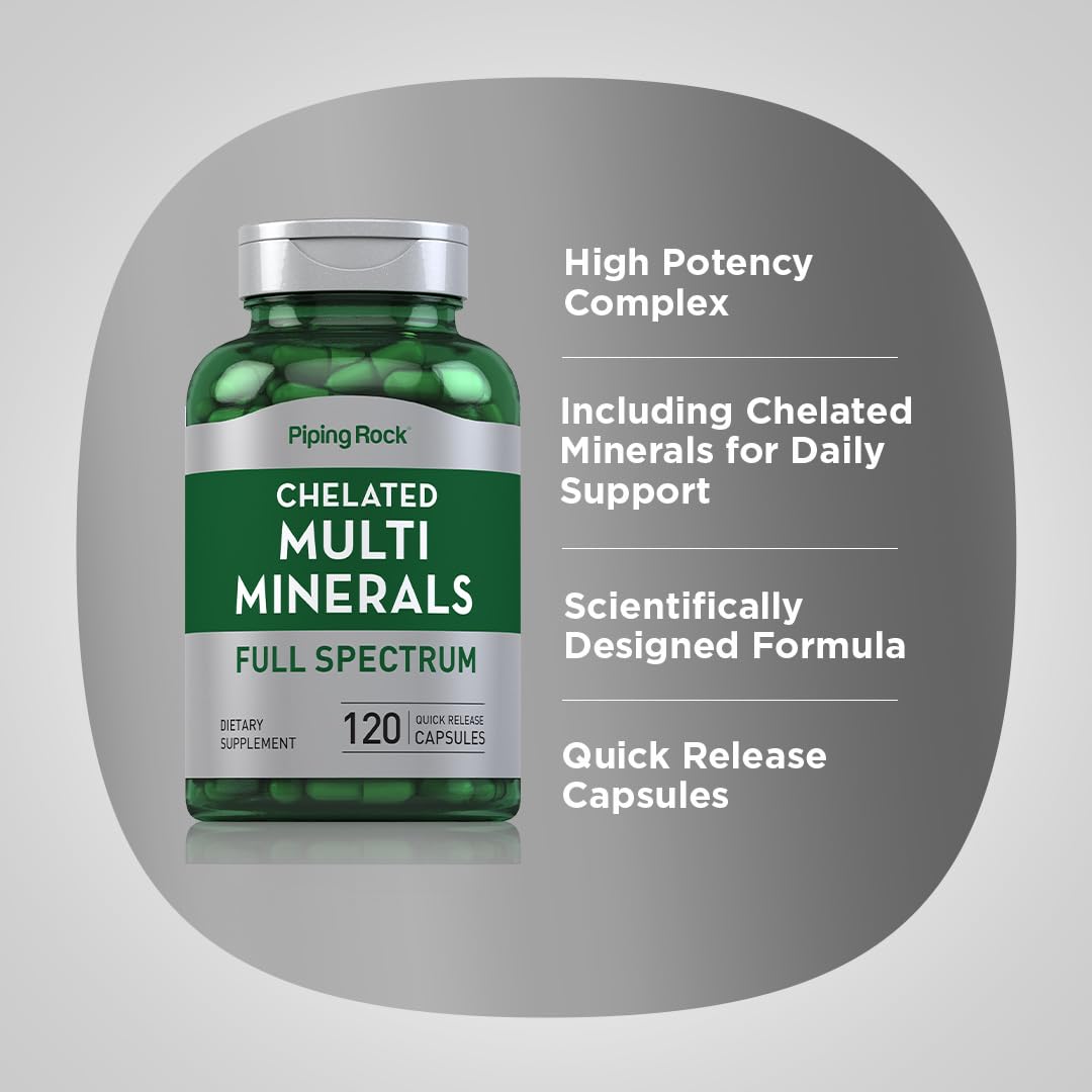 Piping Rock Mega Multi Mineral Chelated Supplement | 120 Capsules | for Men and Women | Iron Free | Non-GMO, Gluten Free Piping Rock buy supplements canada