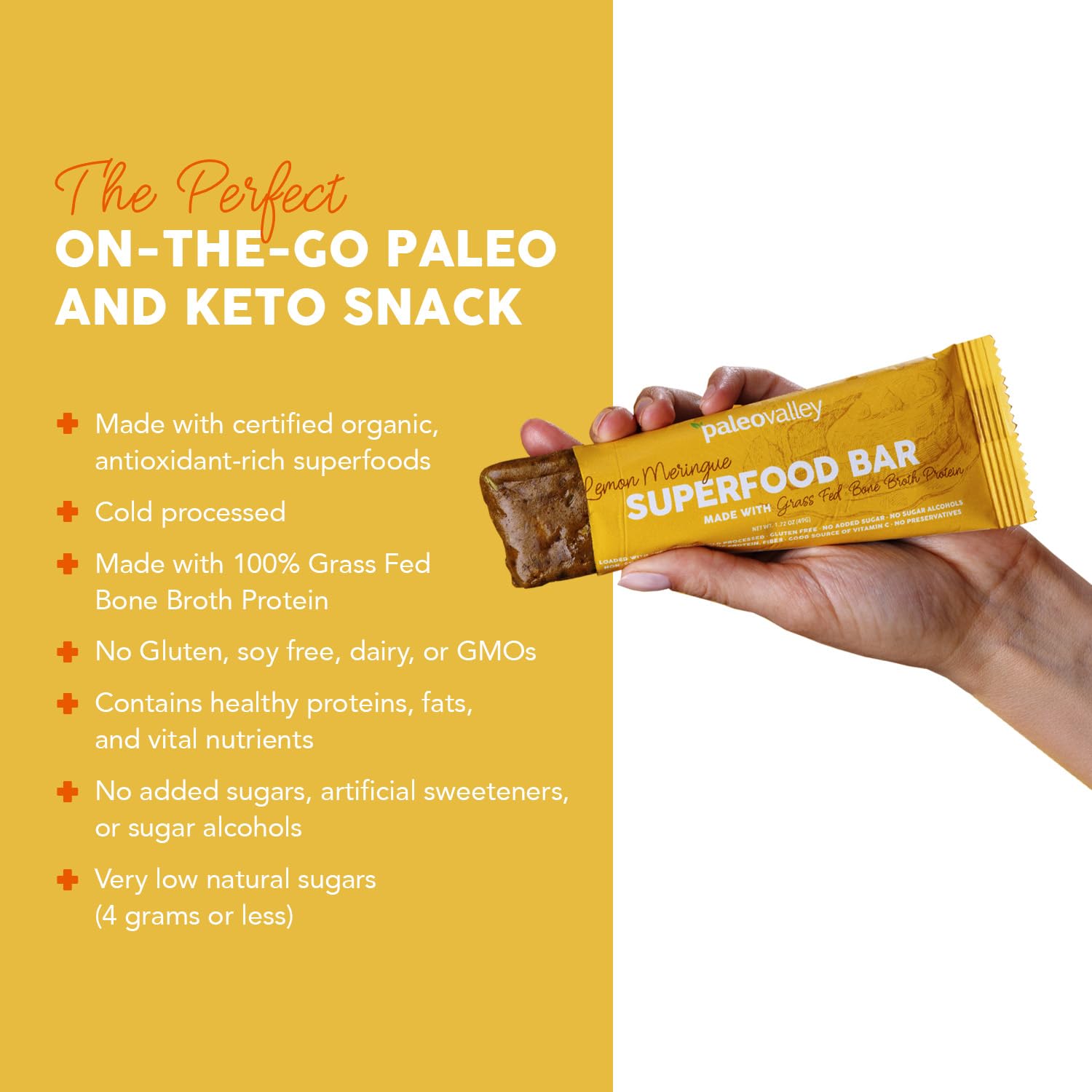 Paleovalley Superfood Bars – Lemon Meringue– 10 Pack – 9g Protein per Bar – Gluten-Free, Grain-Free, Paleo, Non-GMO – On-the-Go Snack Paleovalley buy supplements canada
