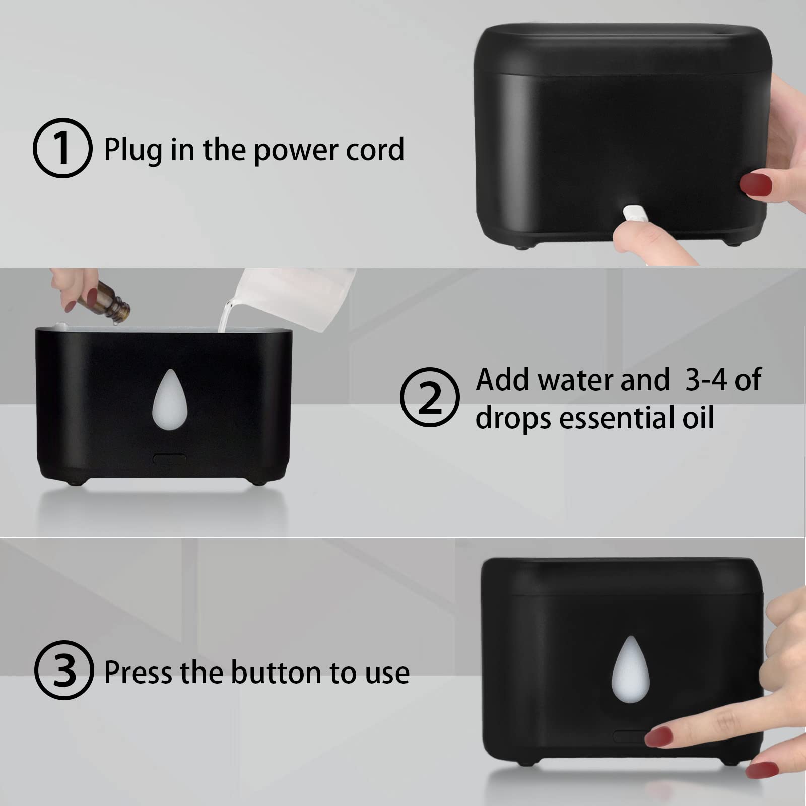 200ml Compact Small Flame Diffuser for Essential Oil (Black) Phimuezl buy supplements canada