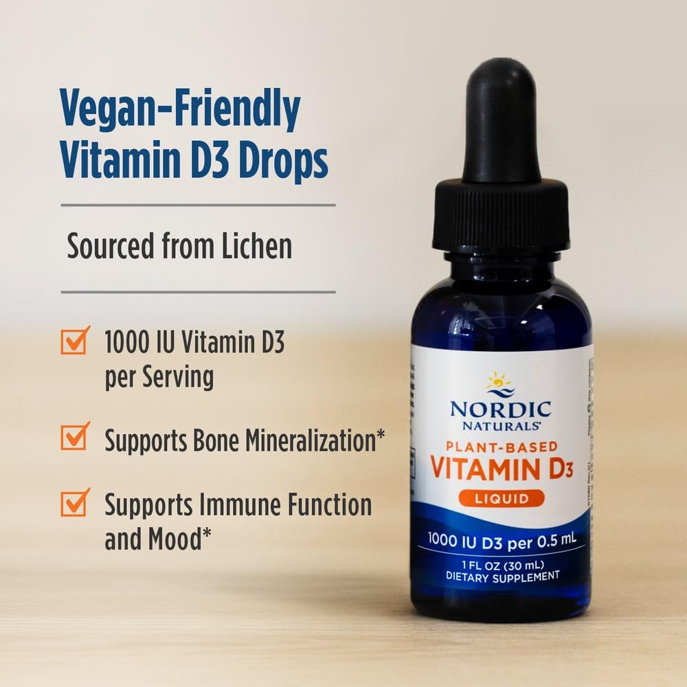 Nordic Naturals Plant-Based Vitamin D3 Liquid - 1 oz - 1000 IU Vitamin D3 - Healthy Bones, Mood & Immune System Function - Non-GMO, Vegan - 60 Servings Nordic Naturals buy supplements canada