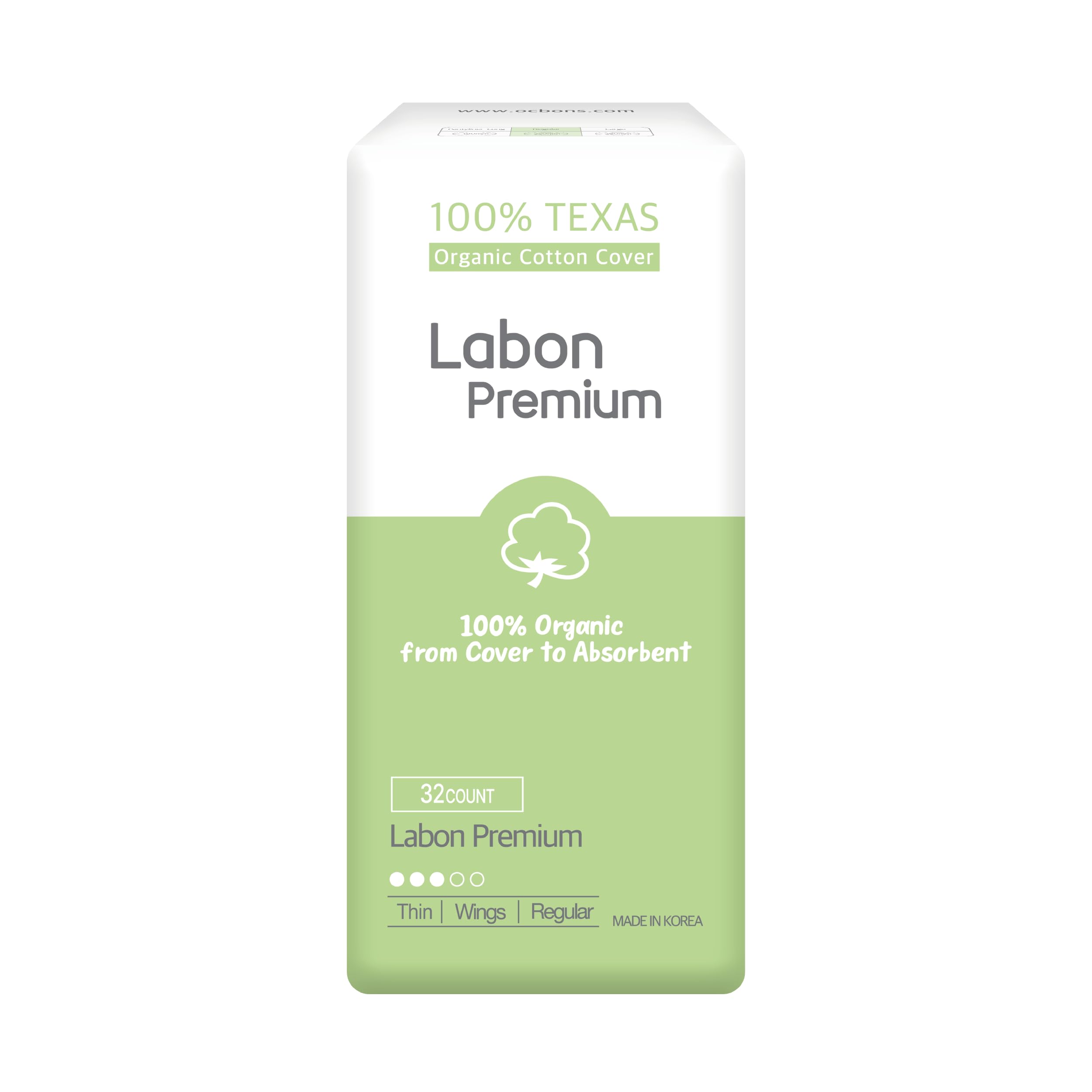 LABON Premium Vegan Organic Sanitary Pads (Regular, 25cm, 32 Counts) - 100% Organic Cotton Cover OCBON buy supplements canada