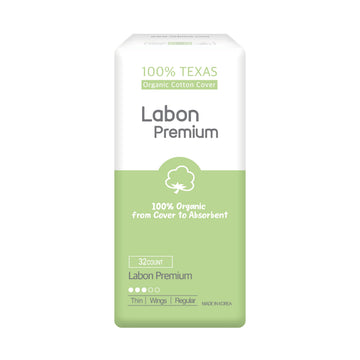 LABON Premium Vegan Organic Sanitary Pads (Regular, 25cm, 32 Counts) - 100% Organic Cotton Cover OCBON buy supplements canada