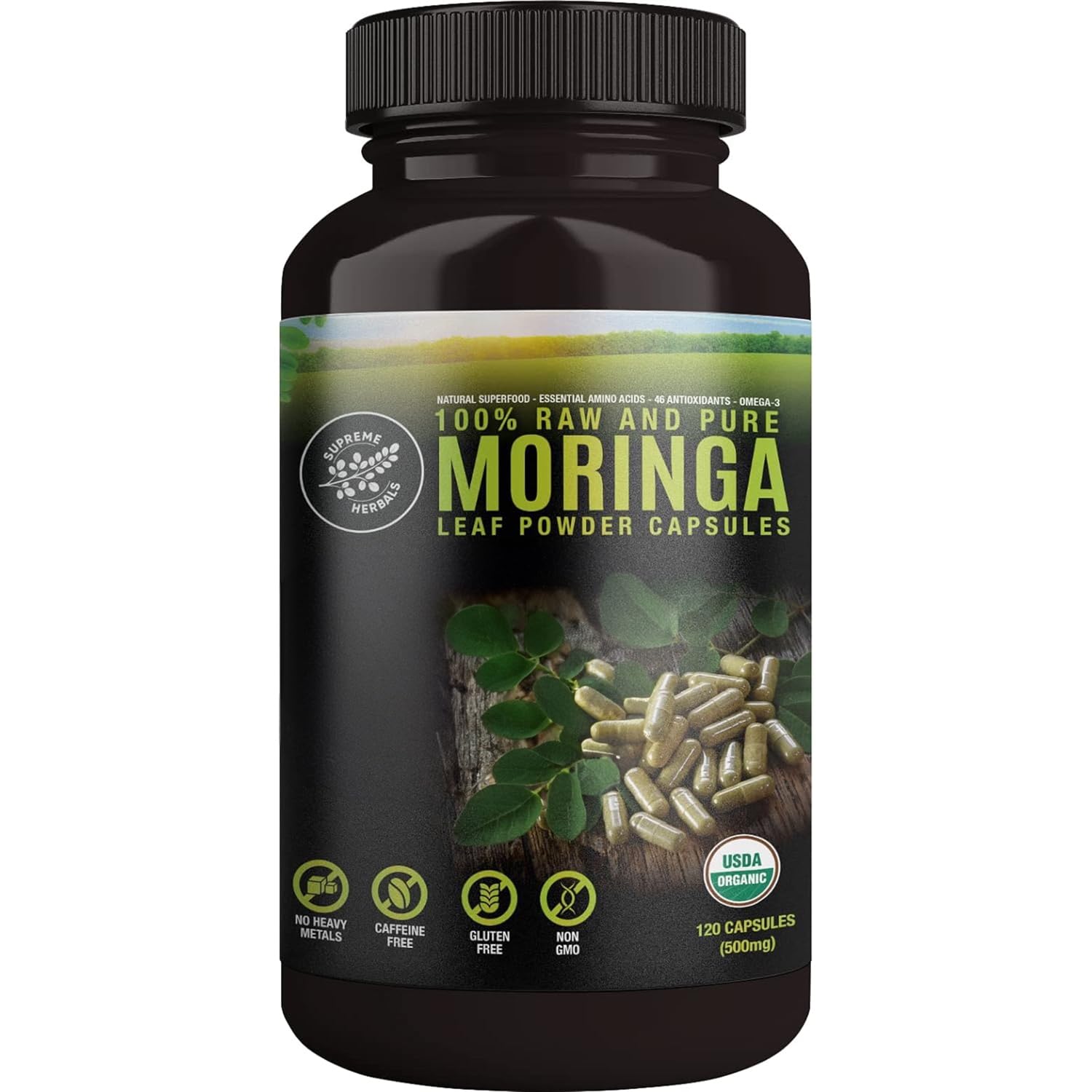 SUPREME HERBALS, 100% Raw and Pure Moringa Leaf Powder Capsules. Organic Certified Moringa Leaf. Natural Superfood with Essential Amino Acids SUPREME HERBALS buy supplements canada