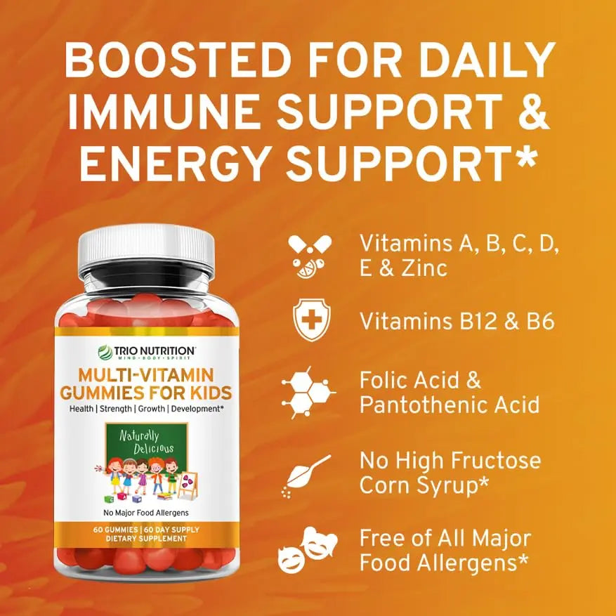 TRIO NUTRITION Premium Kids Multivitamin Gummies with Vitamin C & Zinc for Immune & Energy Support | TRIO NUTRITION buy supplements canada