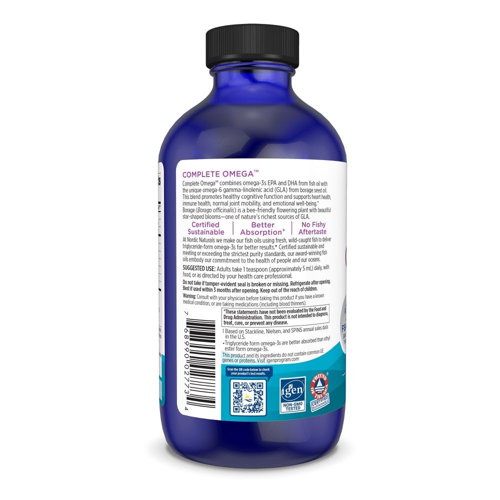 Nordic Naturals Complete Omega, Lemon Flavor - 8 oz - 1270 mg Omega-3 - EPA & DHA with Added GLA - Healthy Skin, Cognition, Positive Mood - Non-GMO - 48 Servings Nordic Naturals buy supplements canada