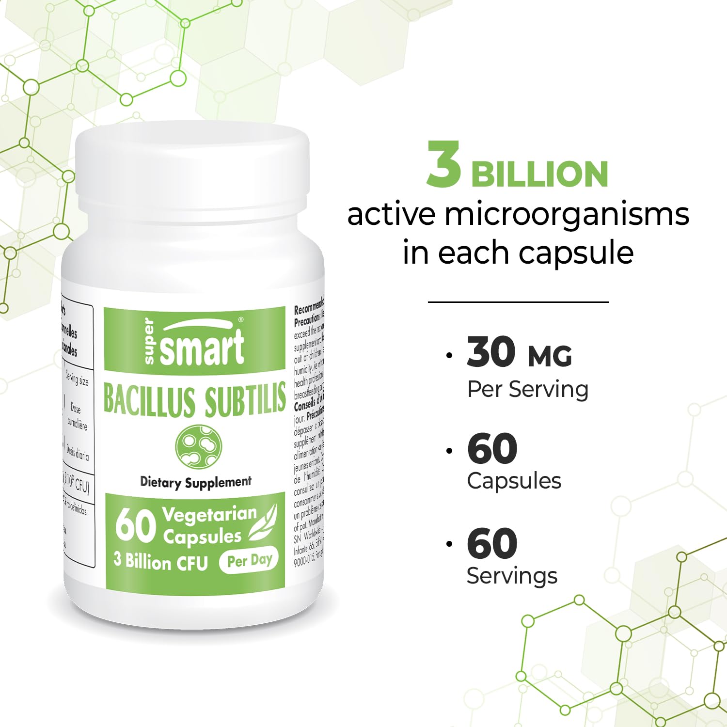 Supersmart - Bacillus Subtilis 3 Billion CFU per Day (High Potency) - Spore Probiotic Supersmart buy supplements canada