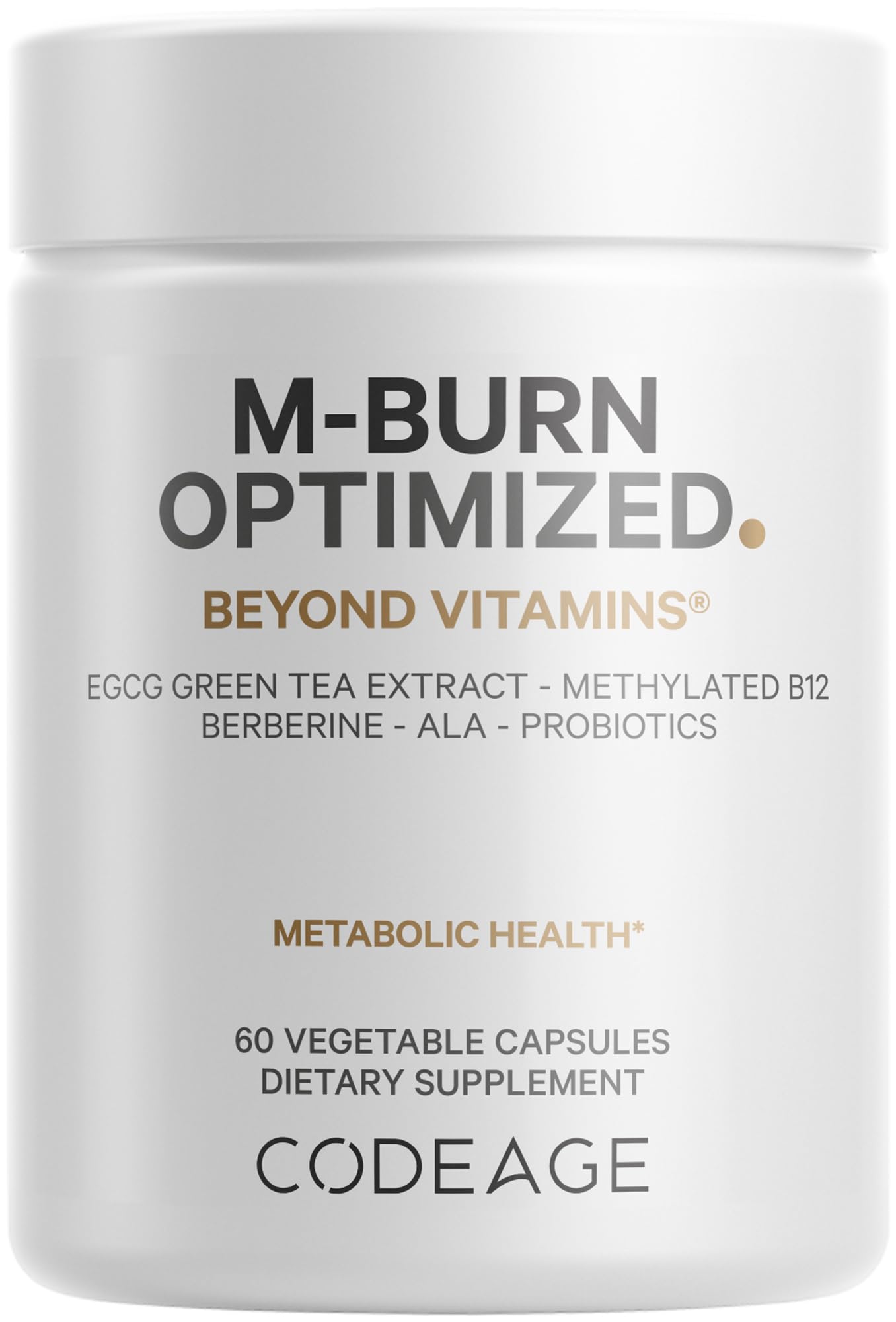 Codeage M-Burn Optimized Supplement - Decaffeinated Green Tea Std. to 50% EGCG, Berberine, Akkermansia, Vitamin B12 - Probiotics - Vitamins - 60 Capsules Codeage buy supplements canada