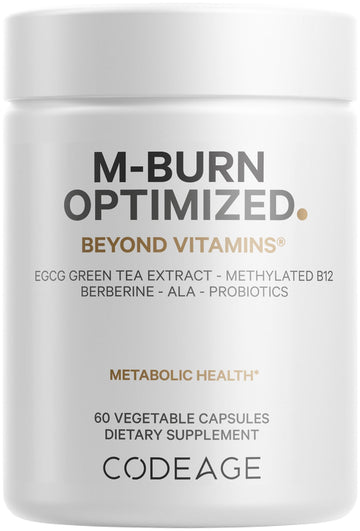 Codeage M-Burn Optimized Supplement - Decaffeinated Green Tea Std. to 50% EGCG, Berberine, Akkermansia, Vitamin B12 - Probiotics - Vitamins - 60 Capsules Codeage buy supplements canada
