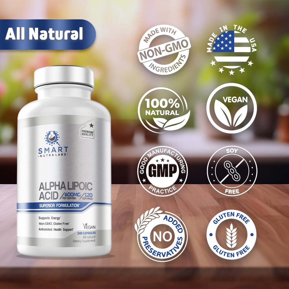 Alpha Lipoic Acid 600mg Per Serving, 240 Vegan Capsules- Gluten Free SMART NUTRA LABS buy supplements canada