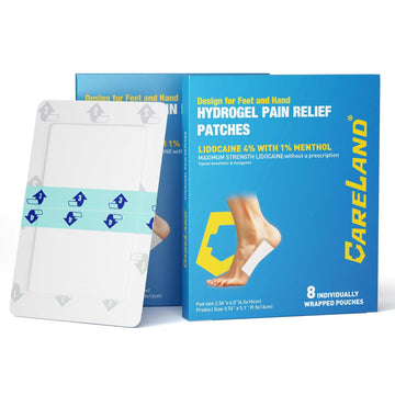 CARELAND Plantar Fasciitis Lidocaine Pain Patches with Hydrogel Technology- Waterproof with Sticky Border, 12 Hour Pain Relief - Contours to Your Foot - 16 Ct CARELAND buy supplements canada