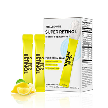 VITALBEAUTIE Super Retinol - Ingestible Liposomal Retinol & Vitamin C 1000mg Powder - Vegan K-Beauty Skin Supplement for Radiant Glass Skin & Tone, Dark Spot Care, 30 Packets VITALBEAUTIE buy supplements canada