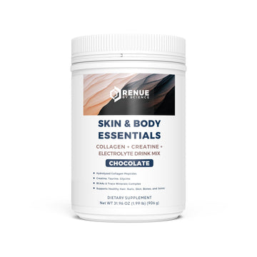 Renue By Science Skin & Body Essentials | Collagen Peptides Electrolytes Creatine & BCAA Powder | Collagen (12g) Creatine Monohydrate (4g) per Serving with Taurine & Glycine | Made in USA - Chocolate Renue By Science buy supplements canada