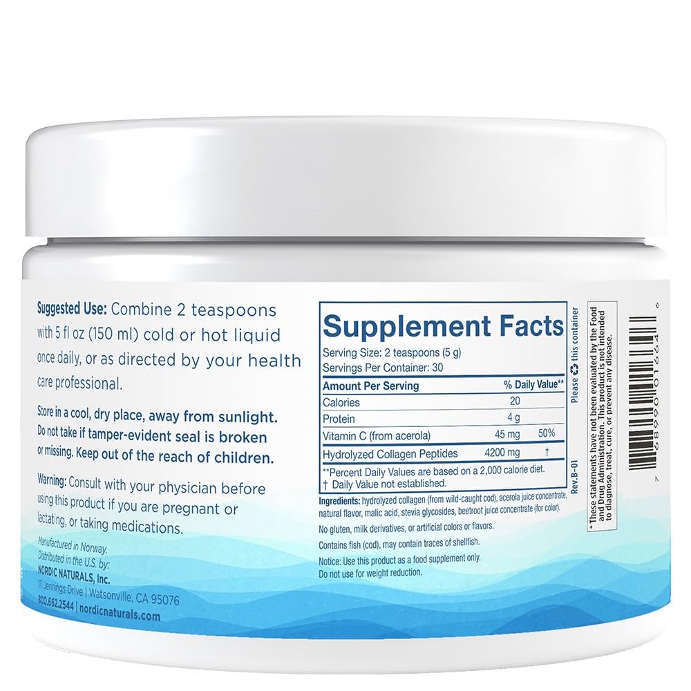 Nordic Naturals Nordic Beauty Marine Collagen Powder, Strawberry - 5.29 Ounces - Collagen Powder Supplement for Healthy Skin, Joints, and Bones, Vitamin C for Antioxidant Support - 30 Servings Nordic Naturals buy supplements canada