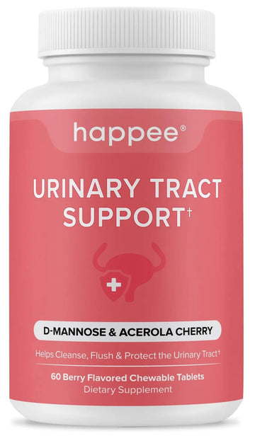 Happee Urinary Tract Health Supplement for Women & Men – Fast-Acting UTI Relief and Prevention, 500mg D-Mannose & Antioxidants, Supports Kidney and Bladder Health, Berry Flavor, 60 Chewables Happee buy supplements canada
