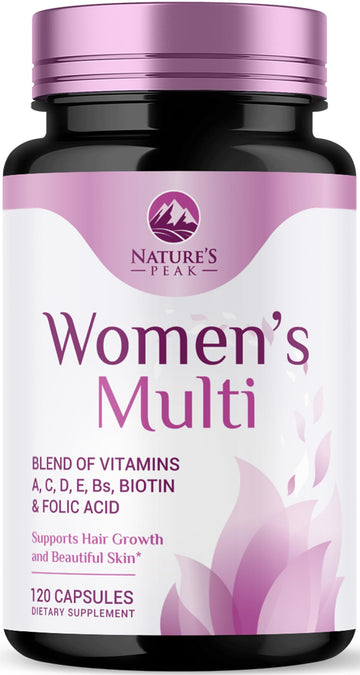 Multivitamin for Women - Complete Daily Womens Multivitamins with Calcium, Folate, Vitamin A, C, D, E & B Vitamins, Zinc and Iron - Multi Vitamins for Bone, Energy & Immune Support - 120 Capsules Nature's Peak buy supplements canada