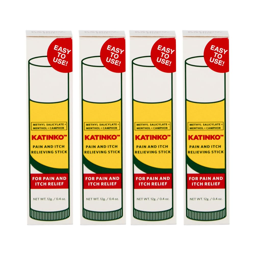 Katinko Pain and Itch Relieving Stick 12g - Effective for Muscle Strain, Neck Stiffness, Rheumatism, and Bruises (4) Katinko buy supplements canada