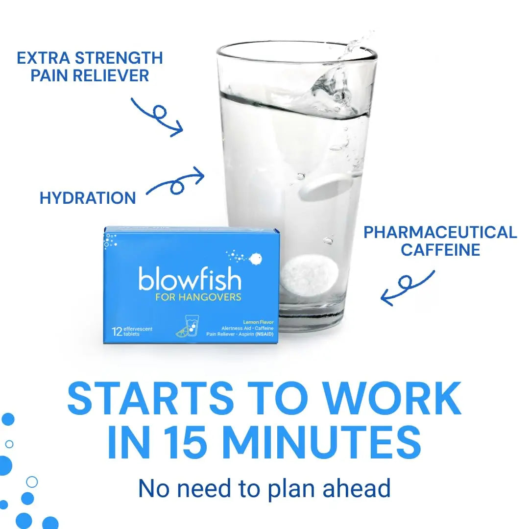Blowfish for Hangovers - Fast Hangover Relief in 15 Minutes | FDA-Recognized Formulation | Headache Relief, Energy, and Hydration in One Step Blowfish buy supplements canada