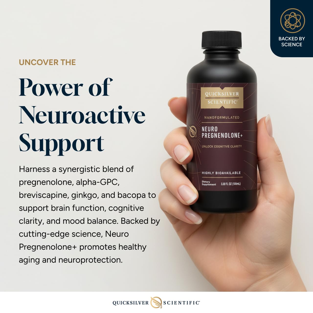 Quicksilver Scientific Neuro Pregnenolone+ - Brain Support Supplement for Neurological Health - Neuroactive Ingredients - Rapid Absorption - Vegan, Sugar-Free & Gluten-Free - 3.38 fl oz (20 Servings) Quicksilver Scientific buy supplements canada