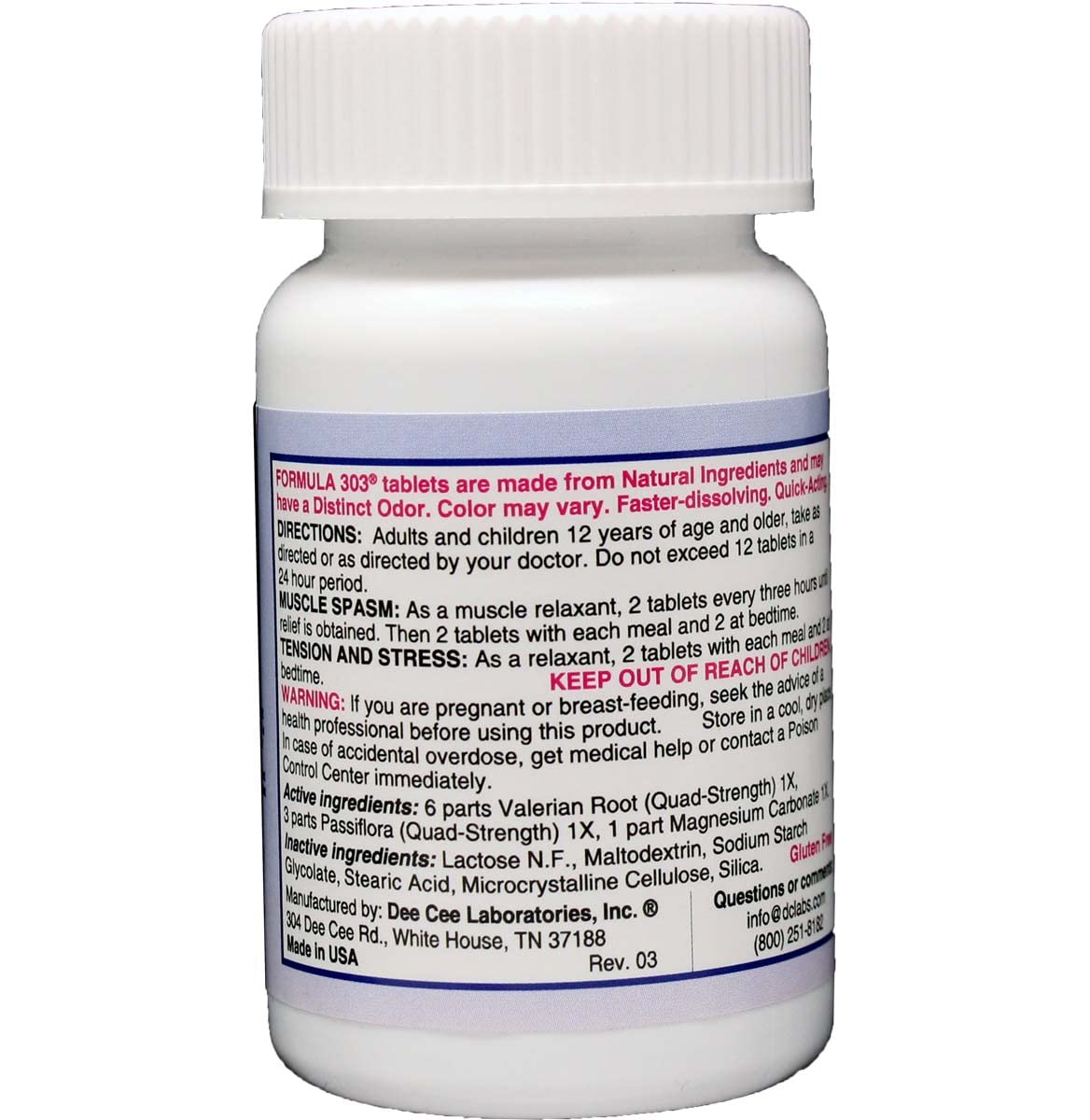 Dee CEE Labs Formula 303 Maximum Strength Tablets, 45 Tablets; All-Natural containing Dee Cee Laboratories buy supplements canada