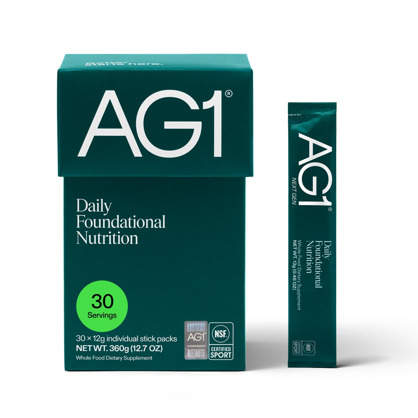AG1 Multivitamin for Men & Women, Greens Powder Supplement, Probiotic, Gluten Free, Vegan, Keto | 75 Vitamins | Improve Gut Health | (Athletic Greens) Travel Packs 30ct, No Shaker, Classic Formula AG1 buy supplements canada