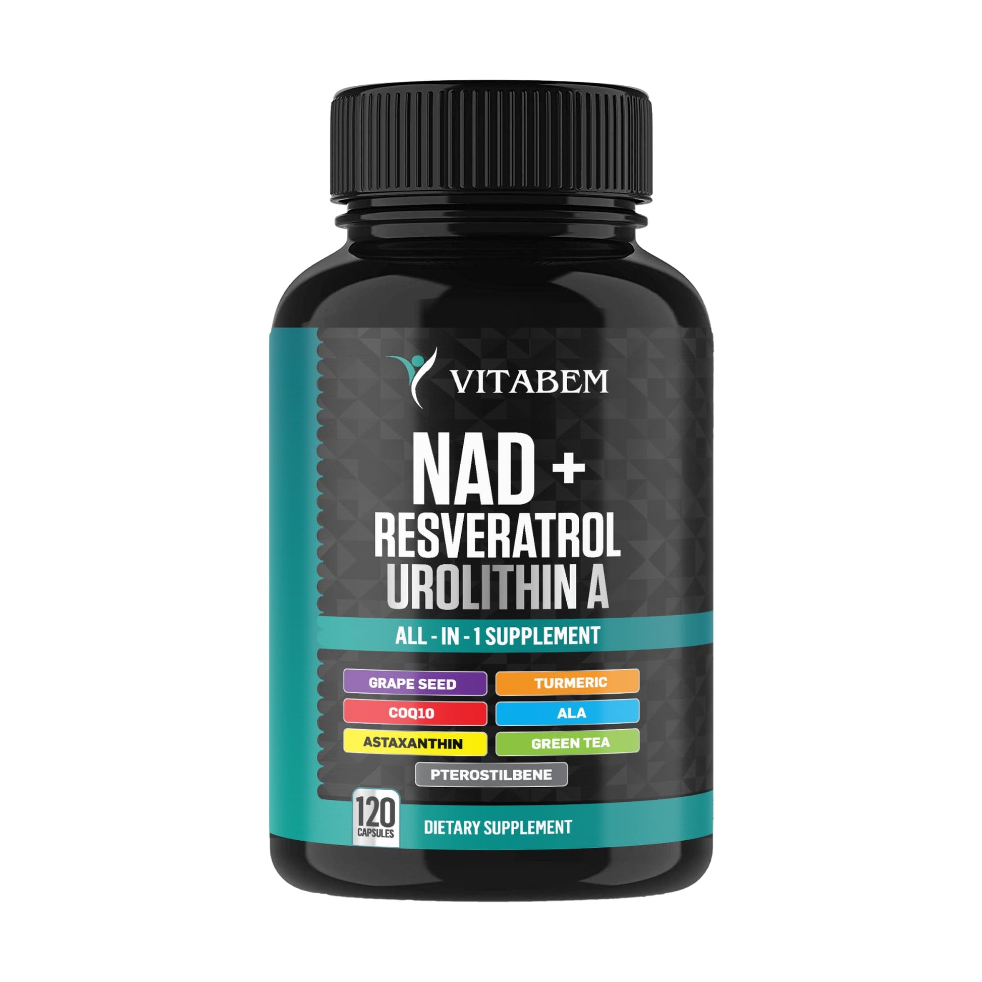 NAD+ Supplement Complex – NAD Supplement+ 300 mg with Astaxanthin, Urolithin A, Resveratrol, CoQ10 & Antioxidant Blend – Cellular Energy, Mitochondrial Support – 120 Count (Pack of 1) Vitabem buy supplements canada