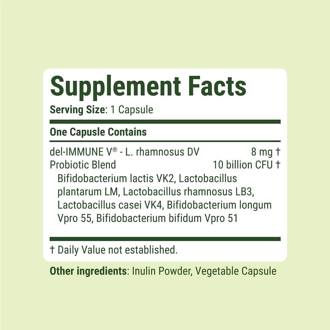 Del-Immune V® + Delpro Probiotic & Prebiotic Blend by Stellar Biotics - Promotes Optimal Gut Health, Digestion, Immune Support & Mood (120 Capsules) Del-Immune V buy supplements canada