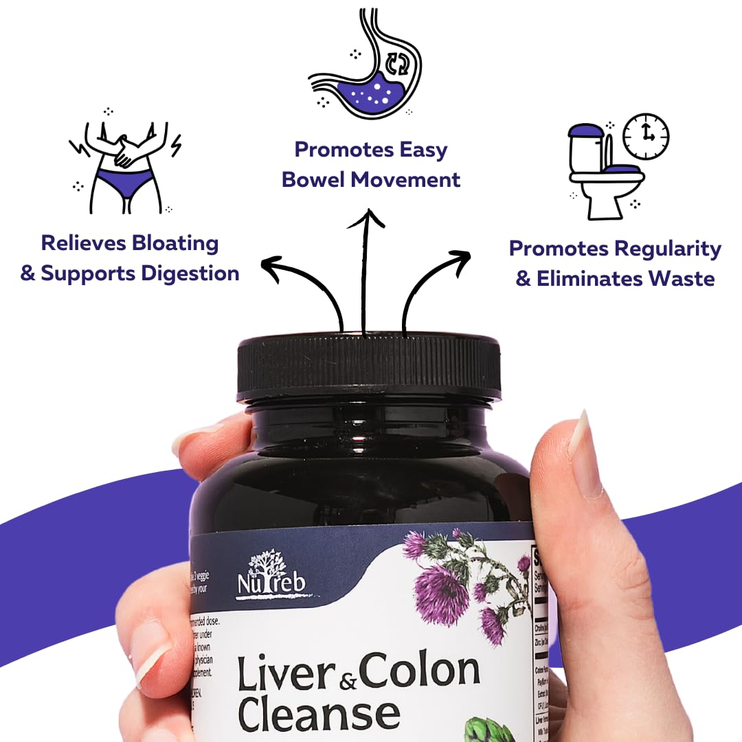 Liver Cleanse Detox & Repair with Colon Cleanse - Milk Thistle, Dandelion Root, Psyllium Husk Fiber Nutreb buy supplements canada