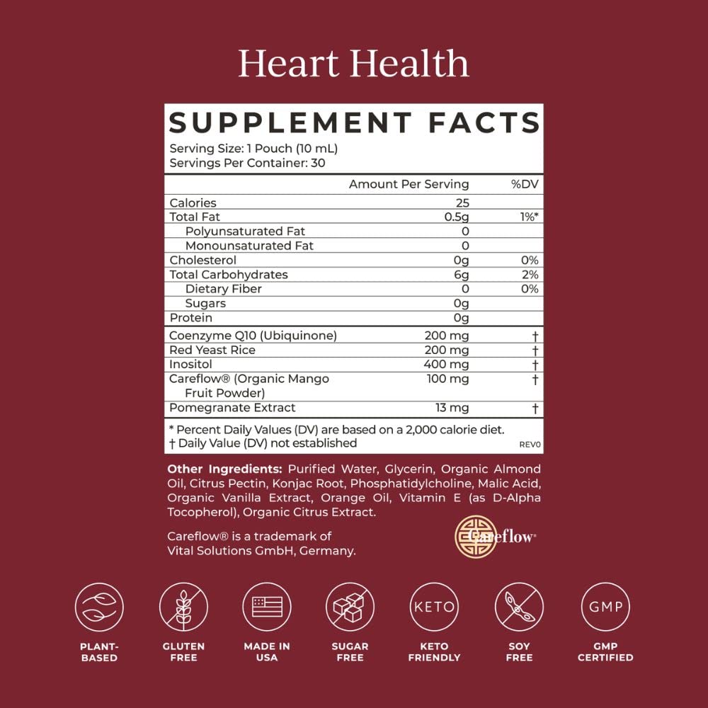CYMBIOTIKA Heart Health Supplement with CoQ10, Red Yeast Rice & Inositol, Gluten Free Supplements to Support Circulation & Aging, Organic Orange Cream Flavor, 30 Pack CYMBIOTIKA buy supplements canada