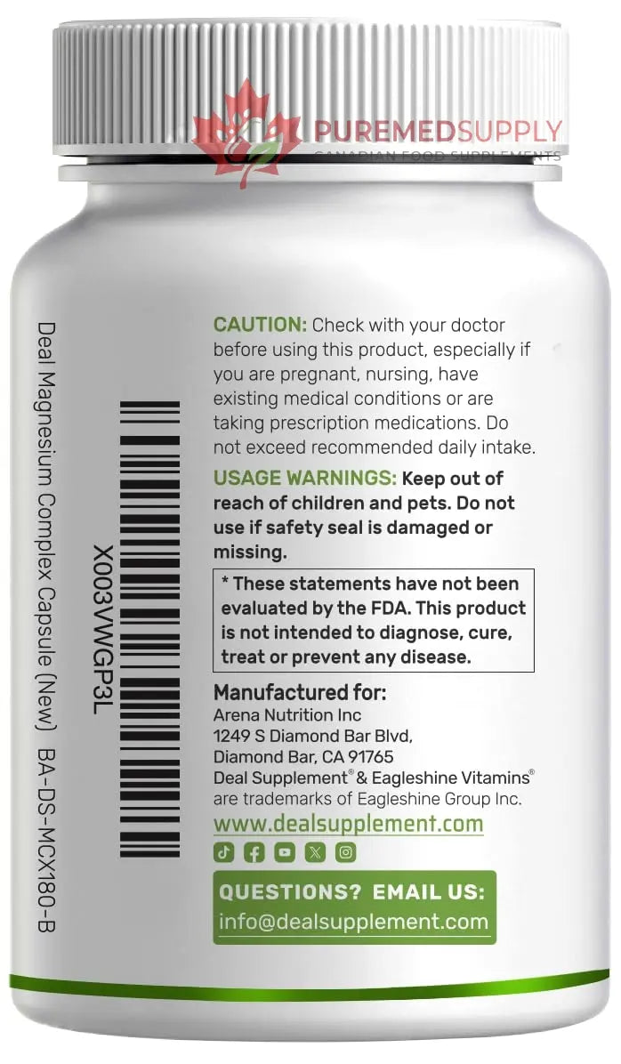 Magnesium Complex 500mg, 240 Veggie Capsules – 10-in-1 Glycinate, Citrate, Malate, Oxide, & More – 100% Chelated for Easy Absorption – Essential Mineral Supplement – Non-GMO DEAL SUPPLEMENT buy supplements canada