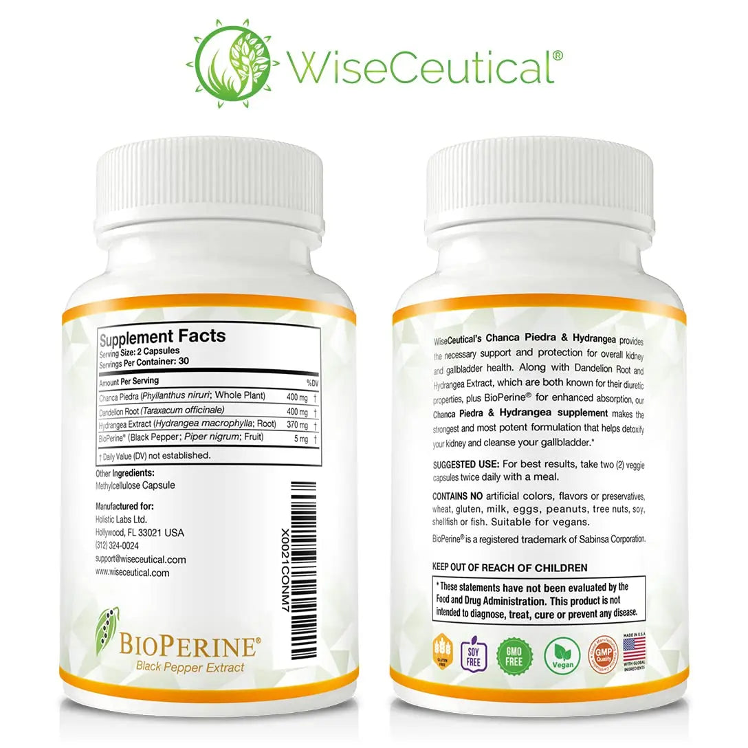 Max Strength Chanca Piedra, Hydrangea & Dandelion Root - Natural Kidney & Gallbladder Formula - Stone Breaker, Flush Impurities, Cleanse Urinary Tract - Enhanced with BioPerine. 60 Veggie Capsules. Wiseceutical buy supplements canada