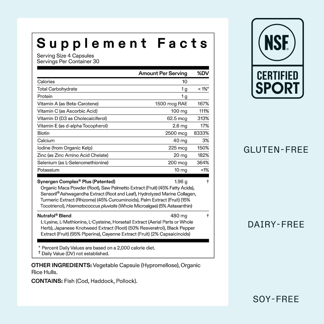 Nutrafol Women's Balance Hair Growth Supplements, Ages 45 and Up, Clinically Proven for Visibly Thicker Hair and Scalp Coverage in 3-6 Months, Dermatologist Recommended - 1 Month Supply Refill Pouch Nutrafol buy supplements canada