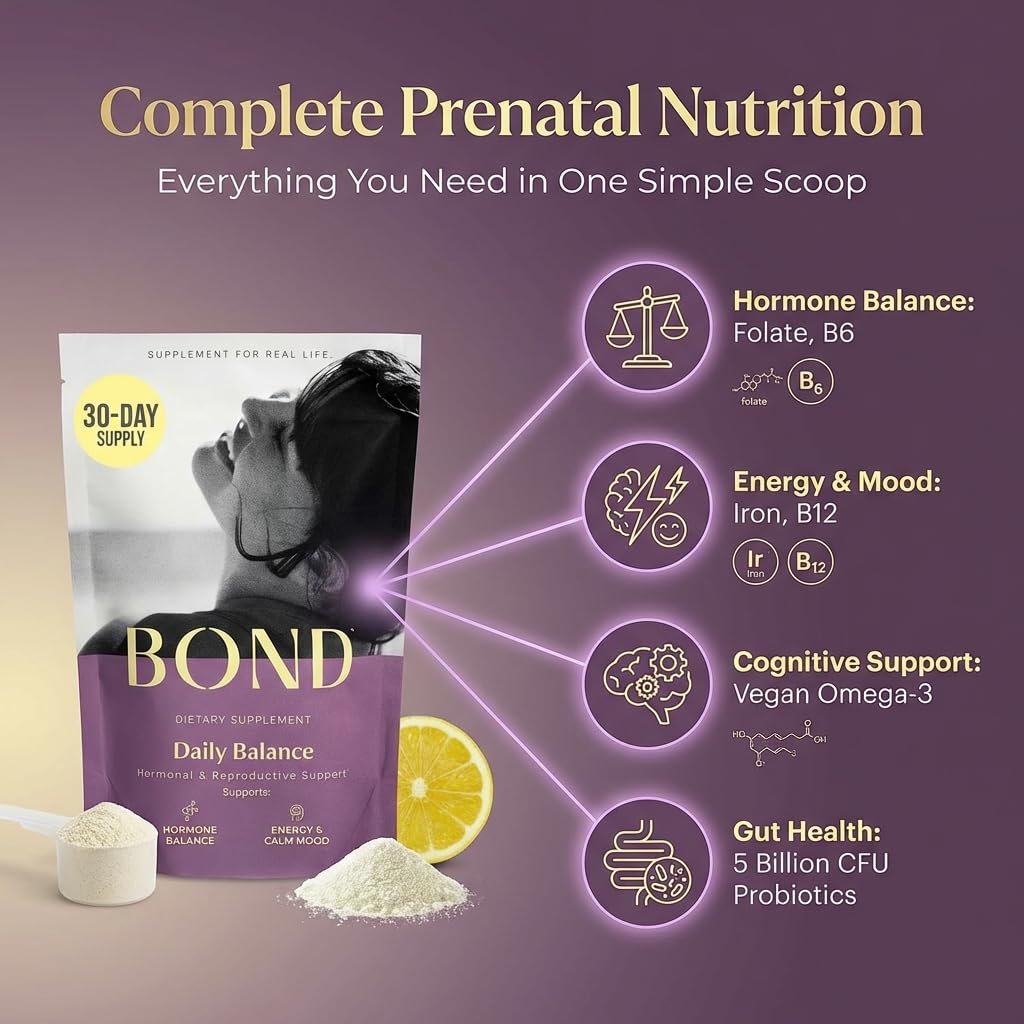 BOND Prenatal Vitamin Drink Mix for Women with Iron, Supports Hormone Balance, Folate & B12 for Energy & Calm Mood, Plant-Based Omega-3 for Cognitive Support, Magnesium, D3, B6, Non-GMO, 30-day Supply BOND buy supplements canada