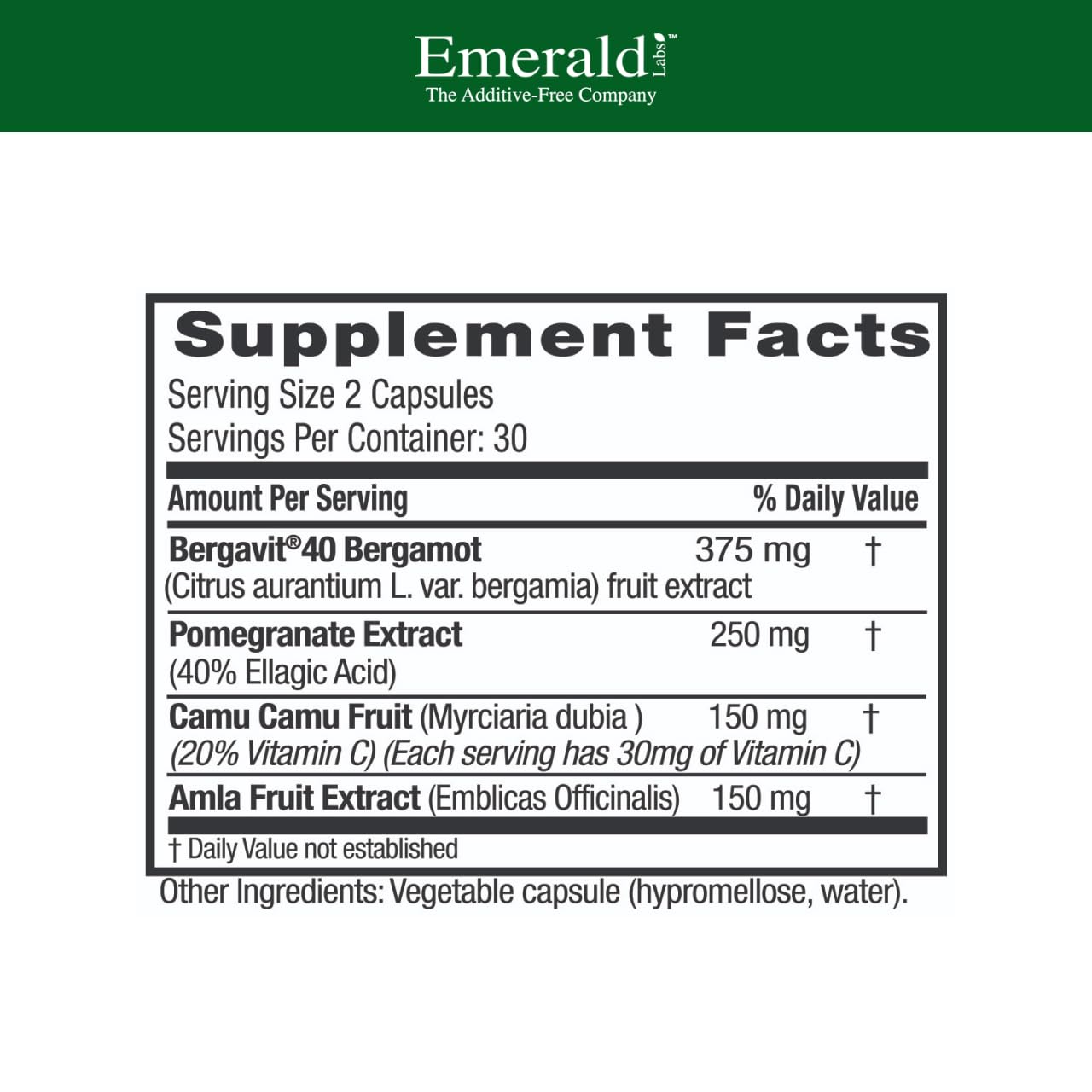 EMERALD LABS Bergamot+ - Supports Metabolism & Heart Health with Bergamot, Pomegranate, Amla & Camu Camu - Gluten-Free & Vegan - 60 Vegetable Capsules (30 Servings) EMERALD LABS buy supplements canada