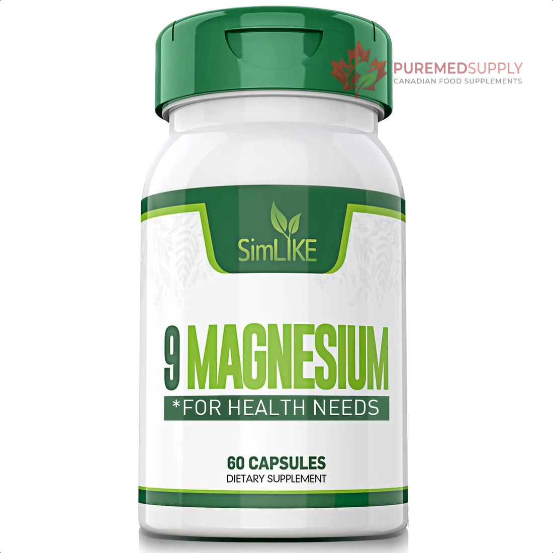 Magnesium Supplement with 9 Forms of High Absorption Magnesium Glycinate, L-threonate, Citrate, Malate and More for Muscle, Brain Support, Non-GMO, Gluten & Soy Free, 60 Capsules Simlike buy supplements canada