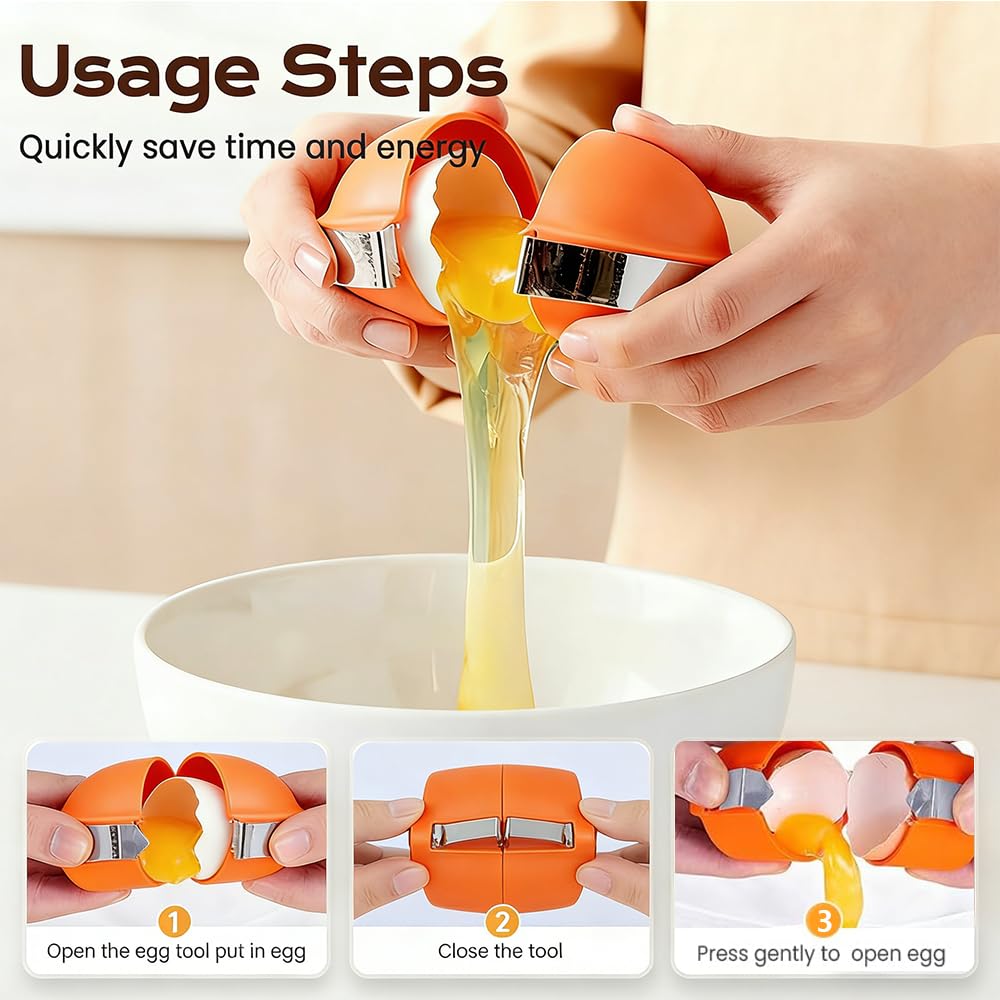 New Egg Shell Opener Egg Cracker Tool Stainless Steel, Multifunctional Egg Shell Opener for Raw Or Hard-Boiled Eggs, Kitchen Gadget for Cooking Baking (Orange Red) CLRZOL buy supplements canada