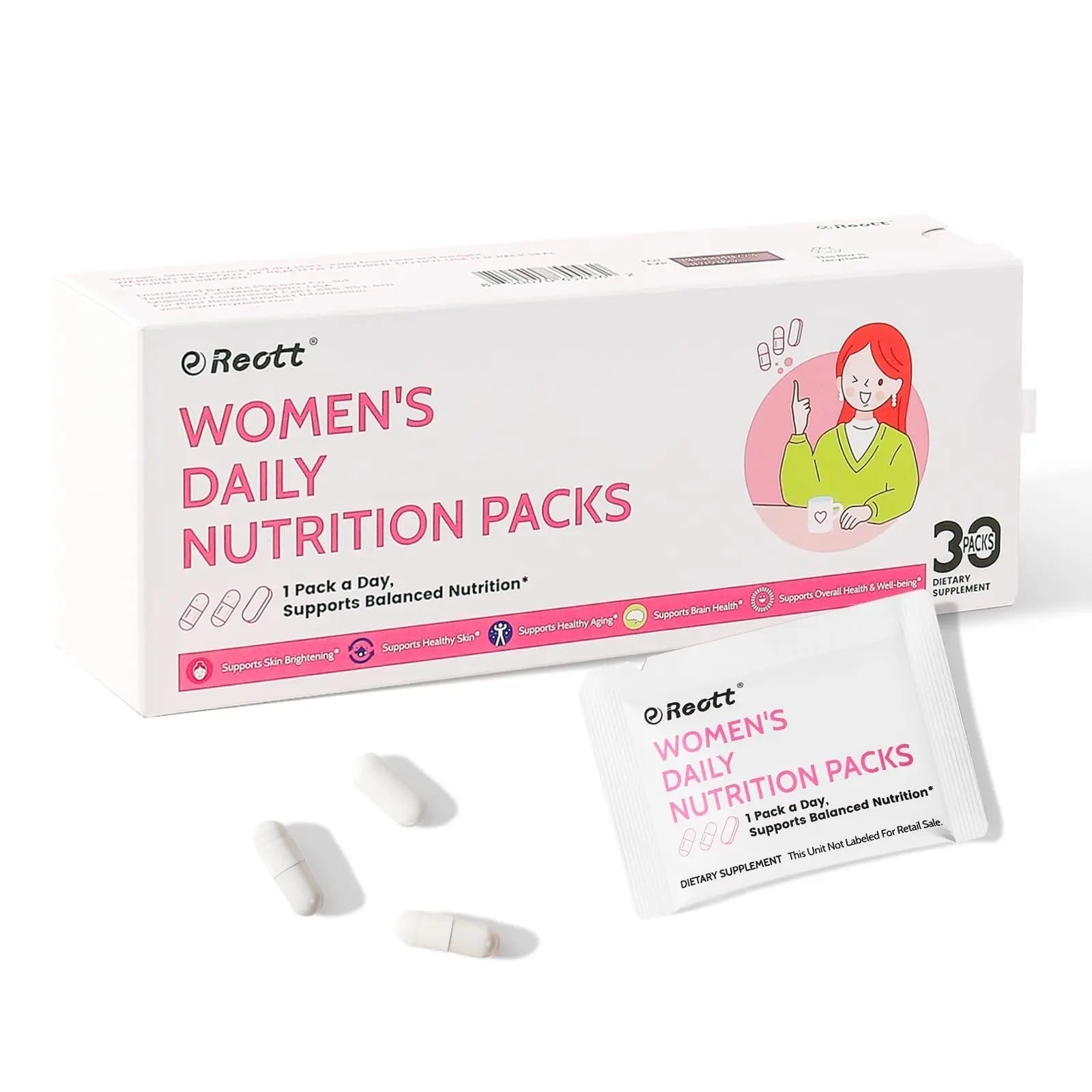 Women's Daily Vitamin Packs with Collagen Peptide, PQQ, 4-IN-1 Multivitamins For Women Health Supports Immune Health, Skin, Brain REOTT buy supplements canada